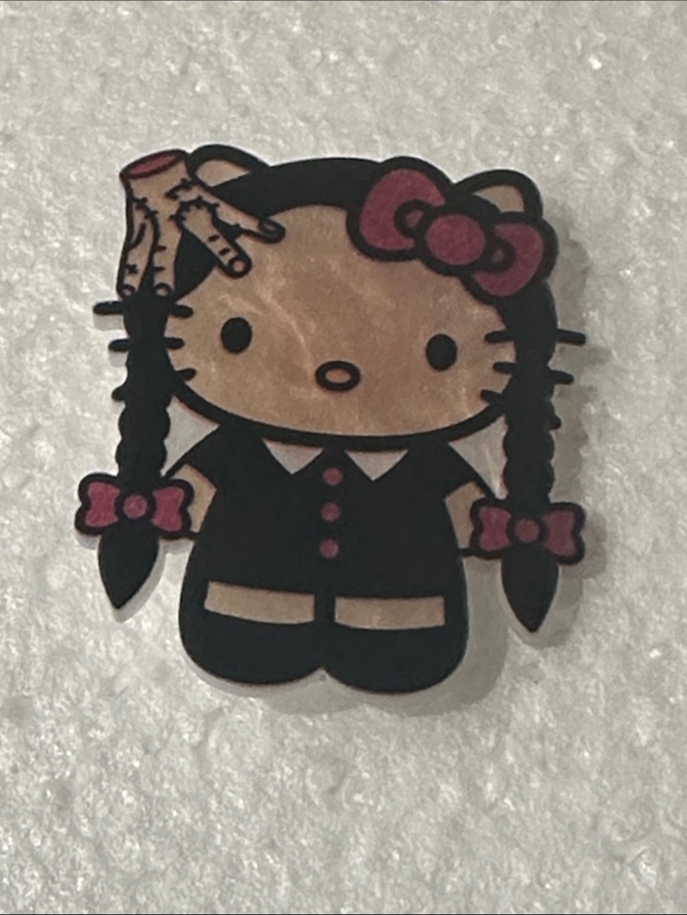 Hello Kitty-Inspired Black & Pink Enamel Pin - Kids Accessories